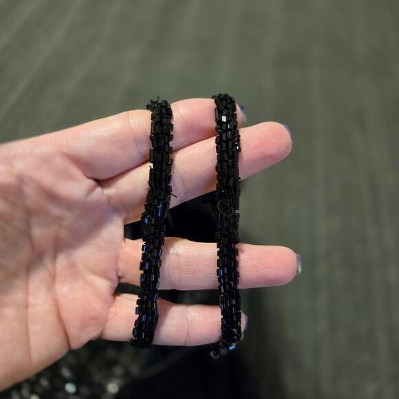 Chaudry Silk Beaded Formal Gown black Elegant Black TIe - Picture 15 of 16